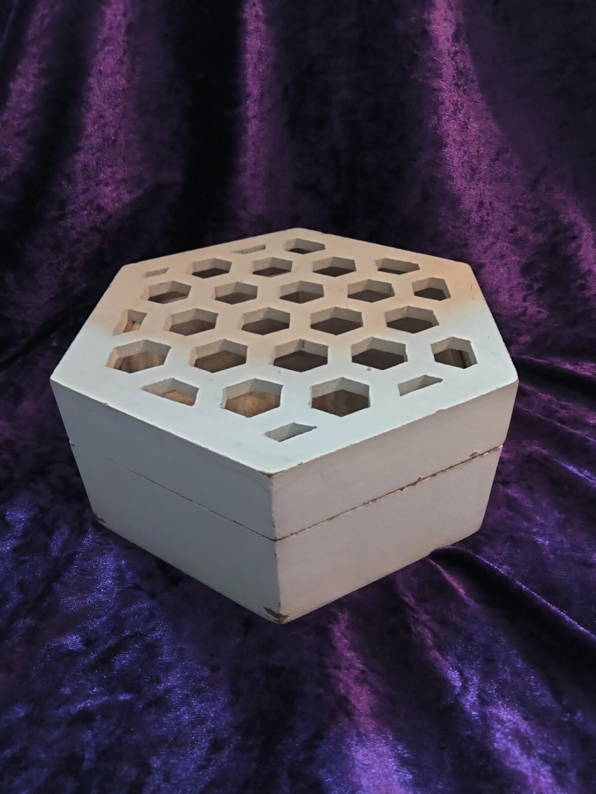 White Wooden Honeycomb Hexagon Box