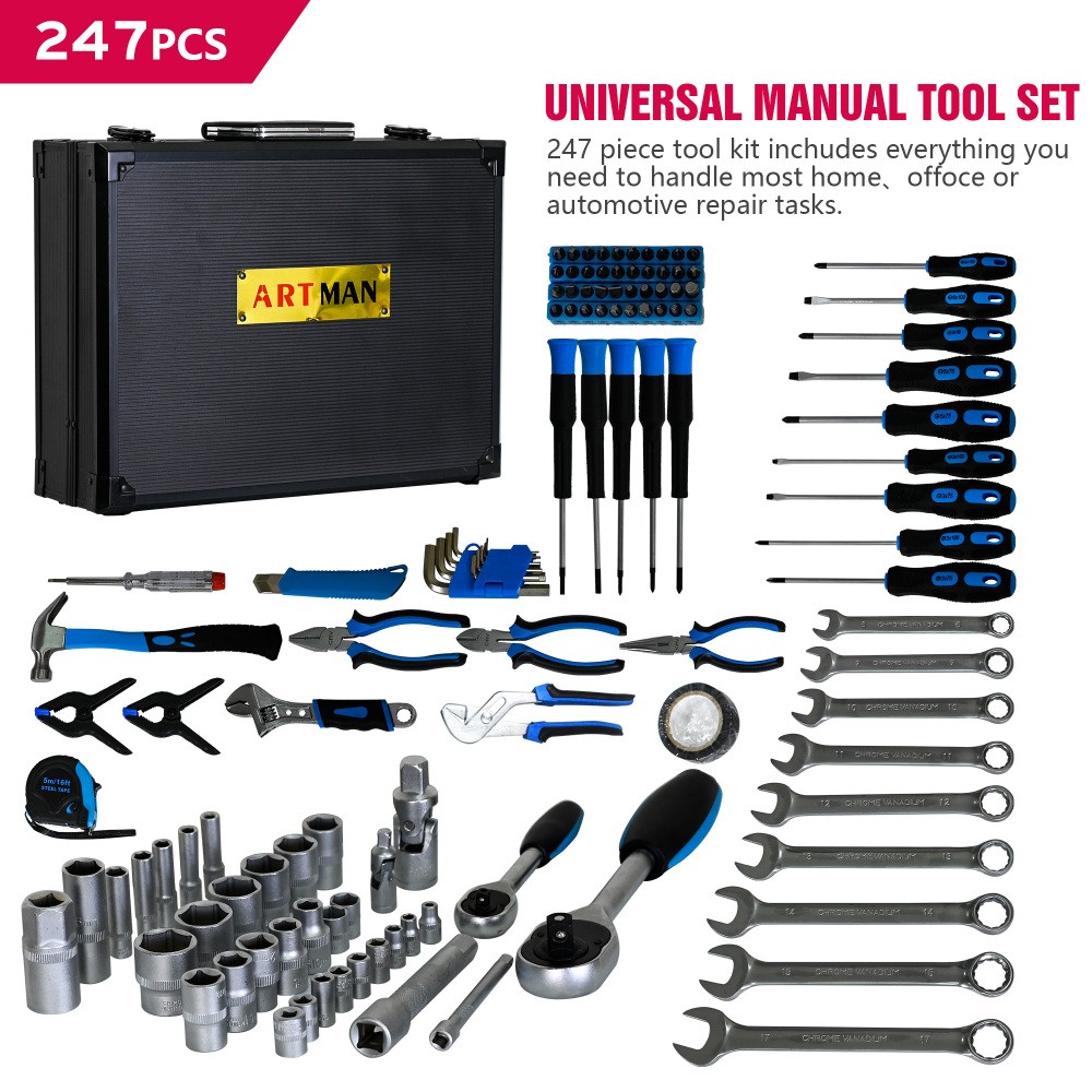 Combined Maintenance Tool Suitcase 247PCS Basic Home Maintenance Tools Set Blue