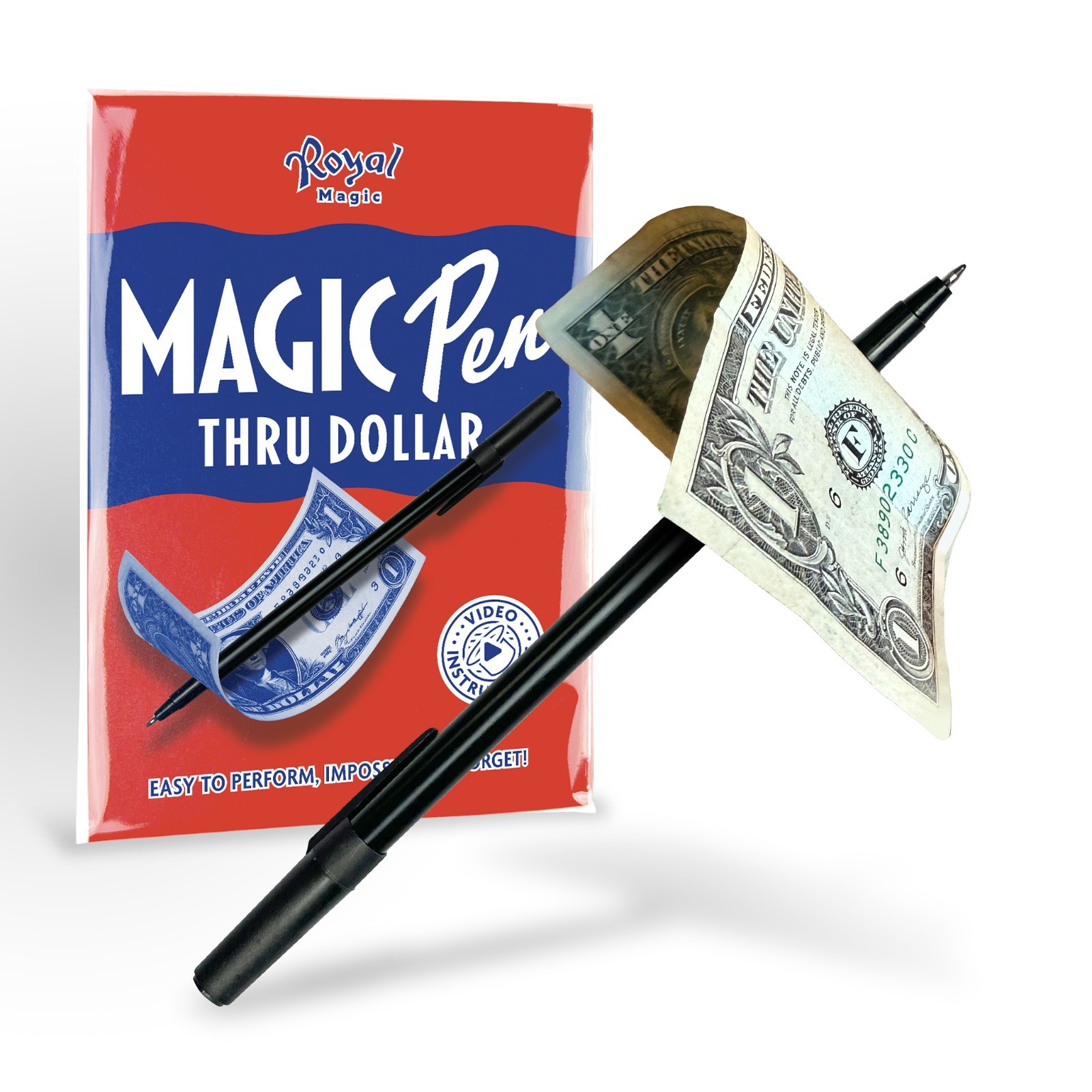 Royal Magic Pen Through Bill Trick, Dollar Bill Penetration Illusion