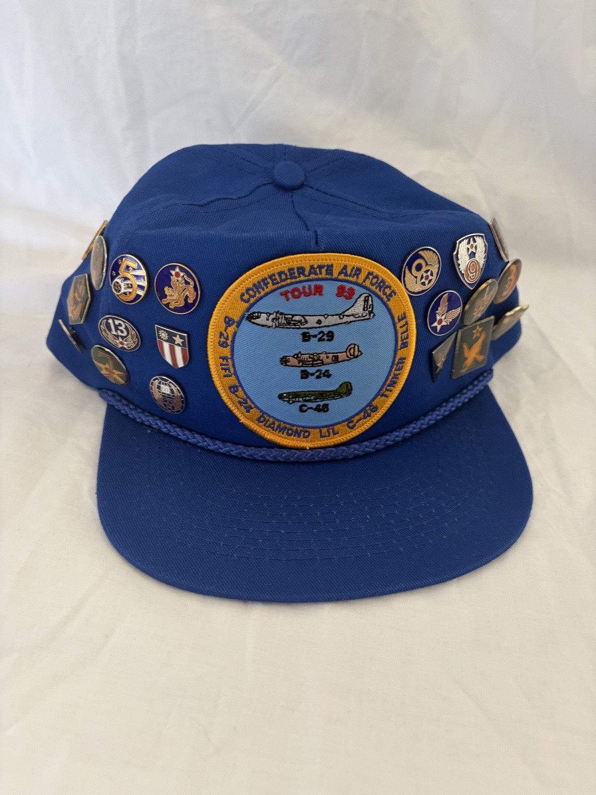 Confederate Airforce 93 Tour Patch Hat B-29 B-24 C-45  w/ 23 Military pins