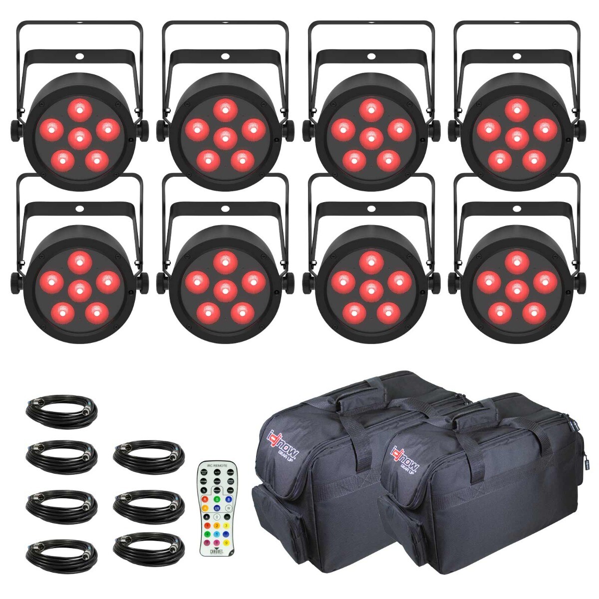 (8) Chauvet DJ SLIMPARH6ILS ILS LED Wash Lights with Bag and Remote idjnow