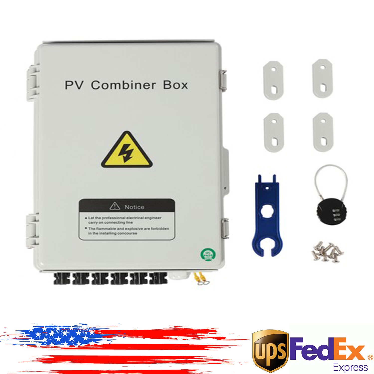 6 String Solar PV Combiner Box 15A Fuse IP65 550V 63A
