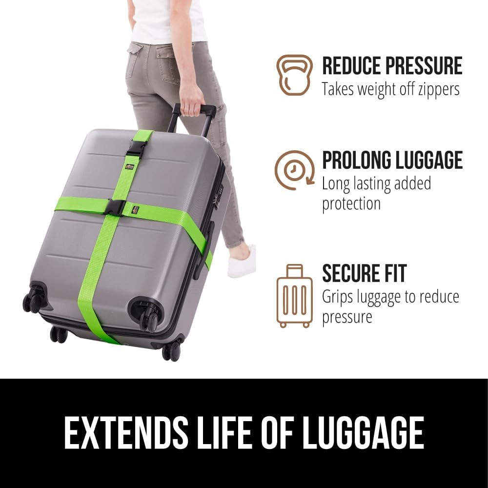 GORILLA GRIP Heavy Duty Adjustable Luggage Straps for Suitcases, Easy to Iden...