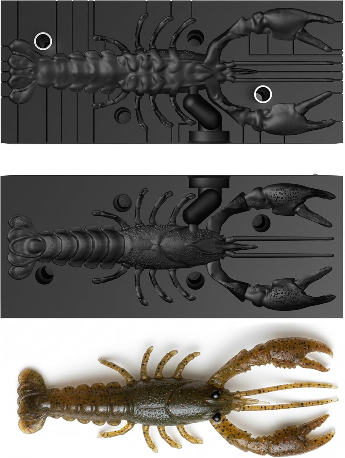 Soft Plastic Crawfish Lure Mold 5 Inch Bass Fishing Bait Mold Premium Easy Lure