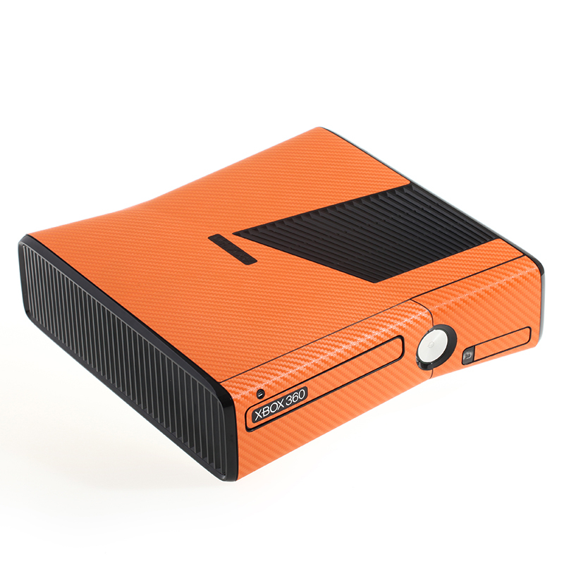 Textured Orange Carbon Fibre Effect XBOX 360 Slim decal skin sticker cover wrap