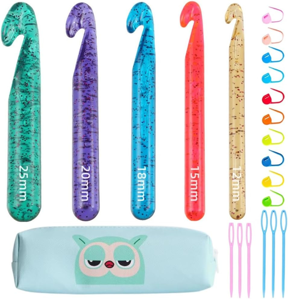 Large Crochet Hooks,25Mm 20Mm 18Mm 15Mm 12Mm Crochet Hooks,Large Crochet Hooks f