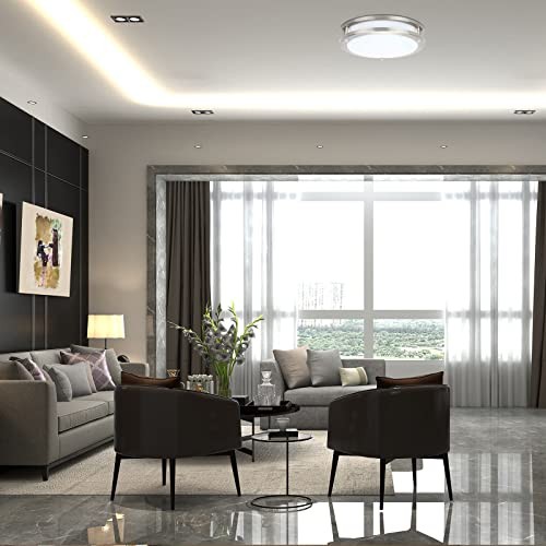 LED Flush Mount Ceiling 16 inch 25W LED Dimmable Double Ring Ceiling Lights