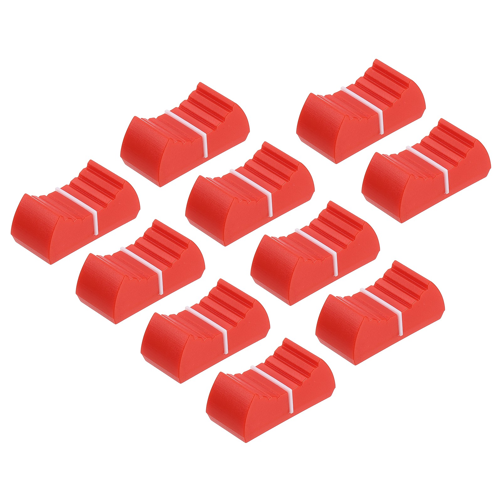 Straight Slide Potentiometer Knob 8x1mm/0.31x0.04 Inch Red White Pack of 10