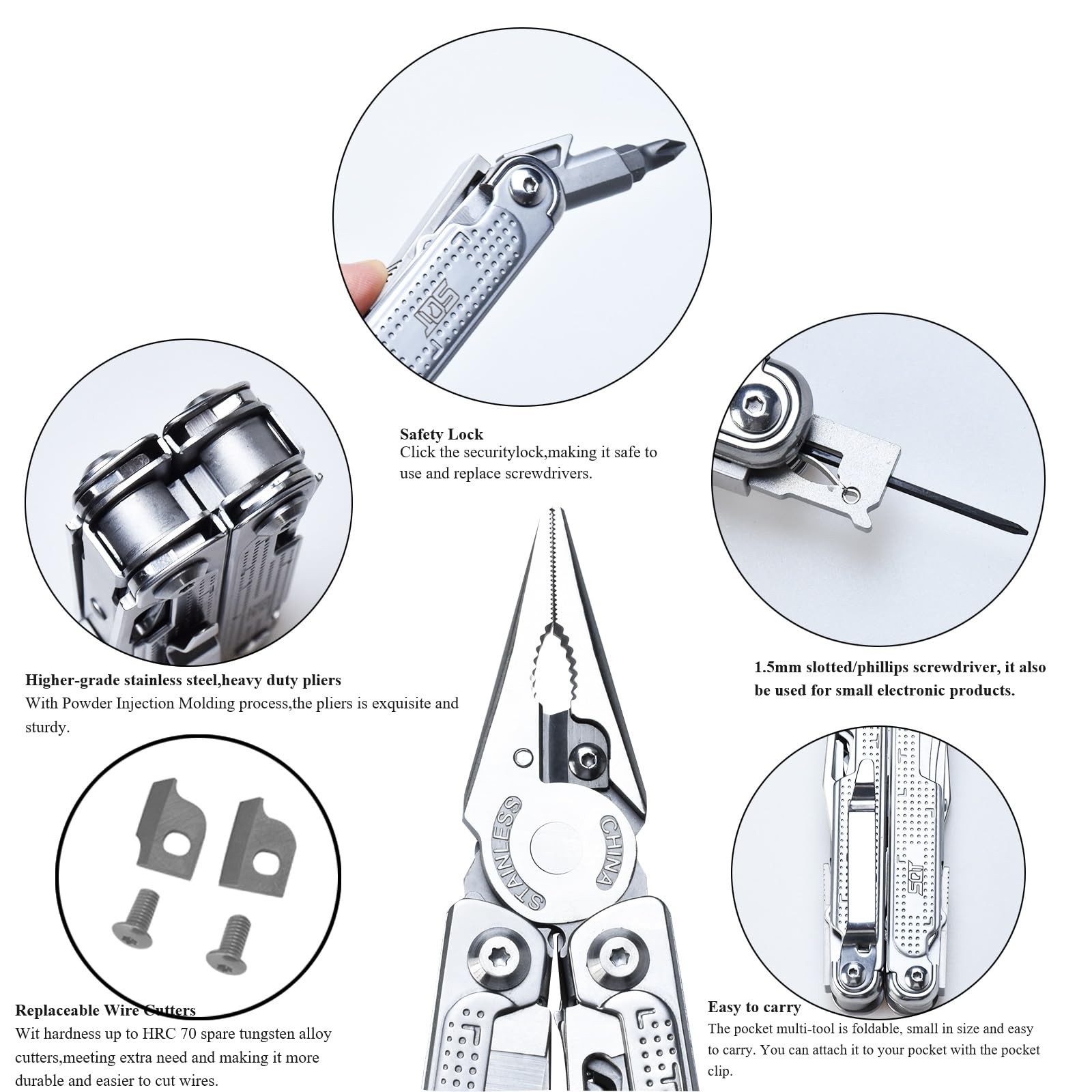 SQT2048 20-in-1 Multitool, Foldable & Self-Locking, Professional Tool for DIY...