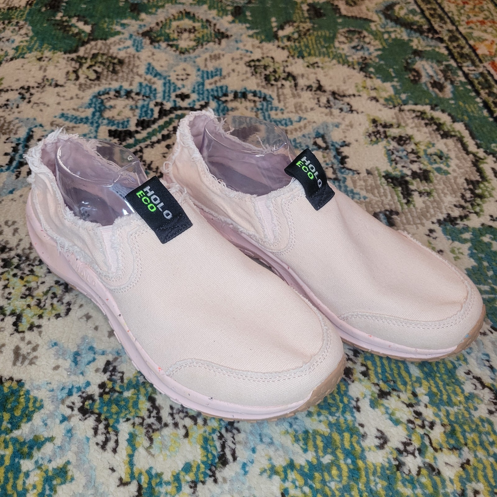 HOLO Athena Mocs Baby Pink Recycled Canvas Foot Wear, Size US Womens 12