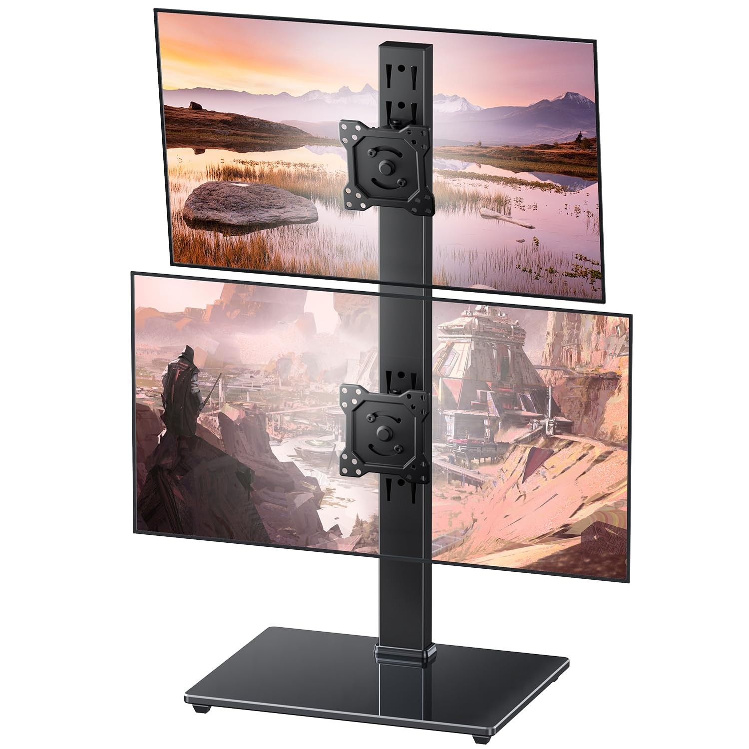Dual Monitor Stand, FreeStanding Desk Stand for Two dual monitor stand, Black