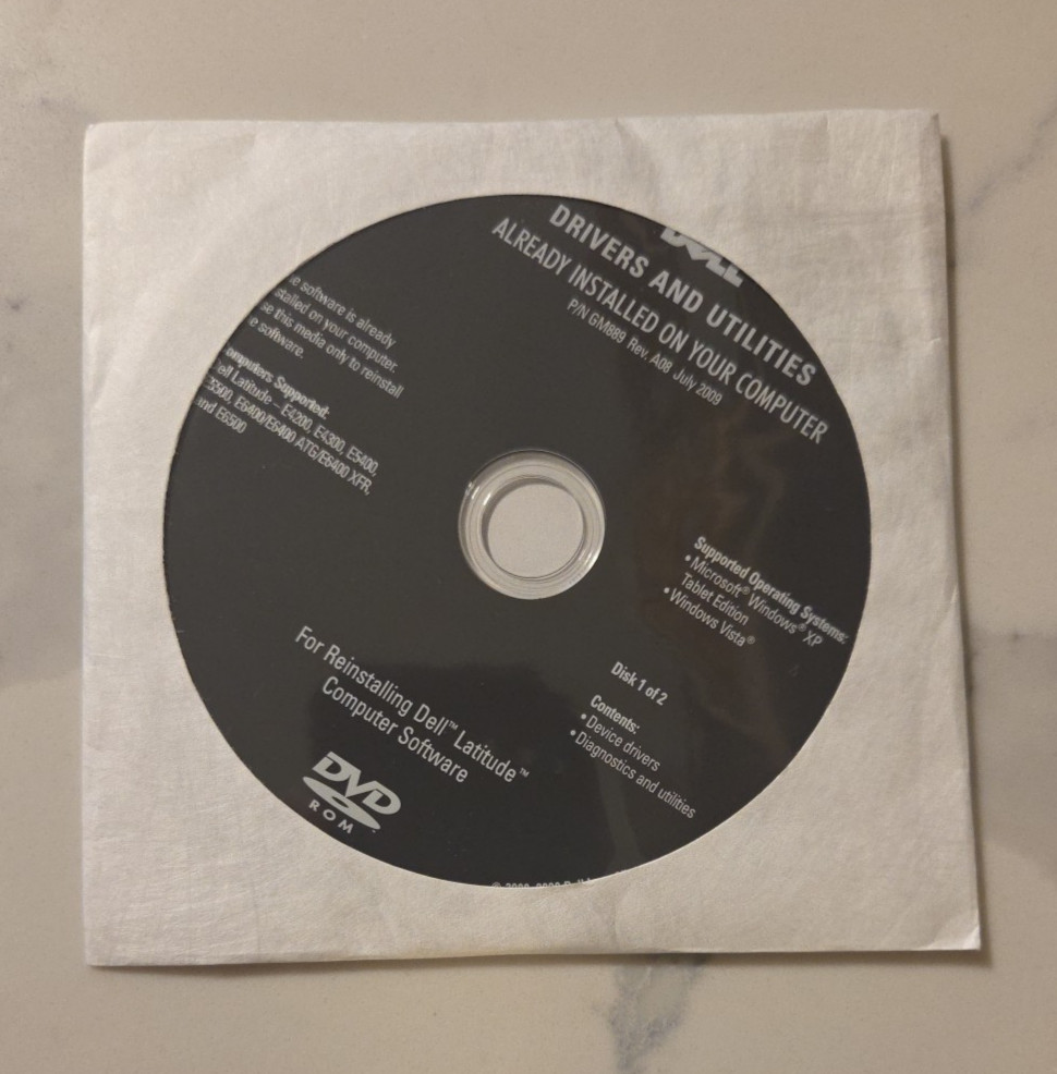 Dell Drivers & Utilities Reinstallation Discs for Latitude (GM889 rev A08)