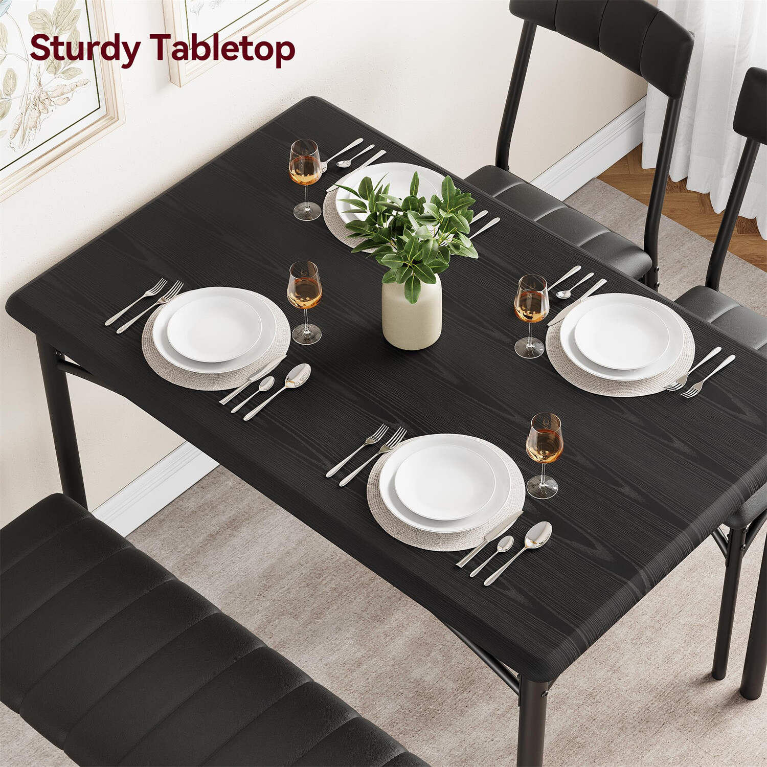 🔥Dining Table Set for 4 Kitchen Table W/Upholstered Chairs and Bench Rectangula