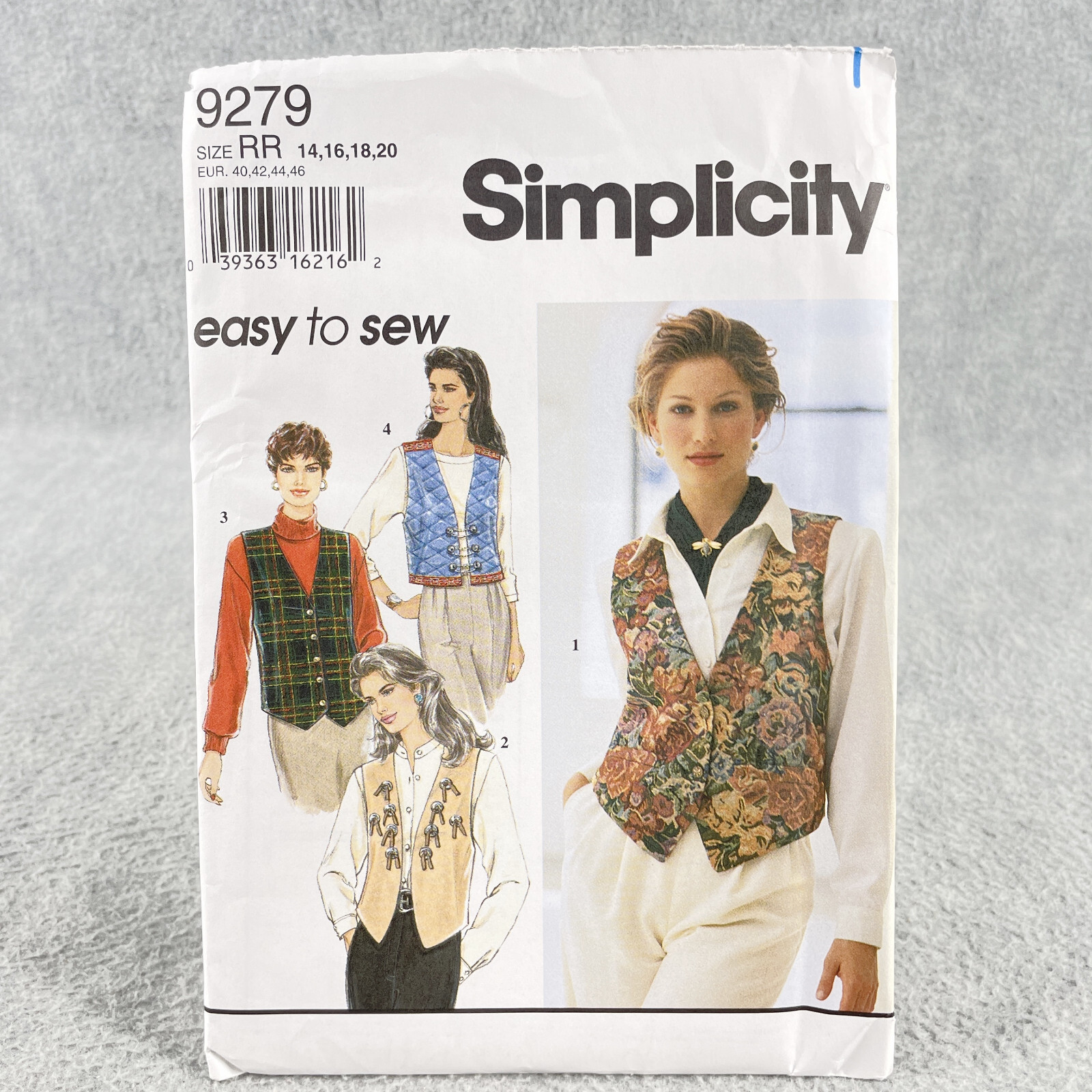 Simplicity 9279 Plus Size Lined Vests Misses Size 14 20 Sewing Pattern Easy