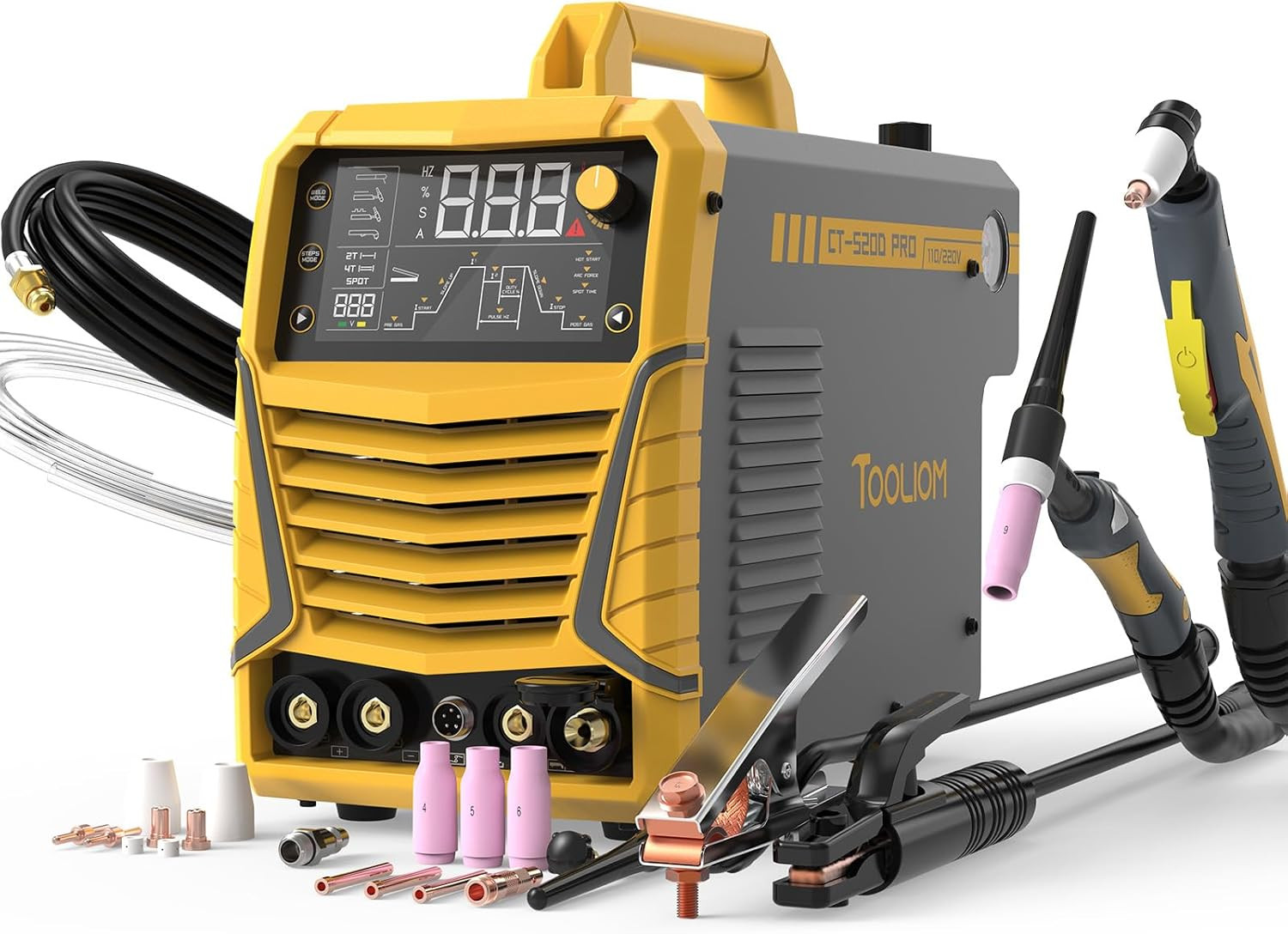 5 in 1 Portable Welding Machine: 50A Air Plasma Cutter, 200A TIG Welder, 180A St