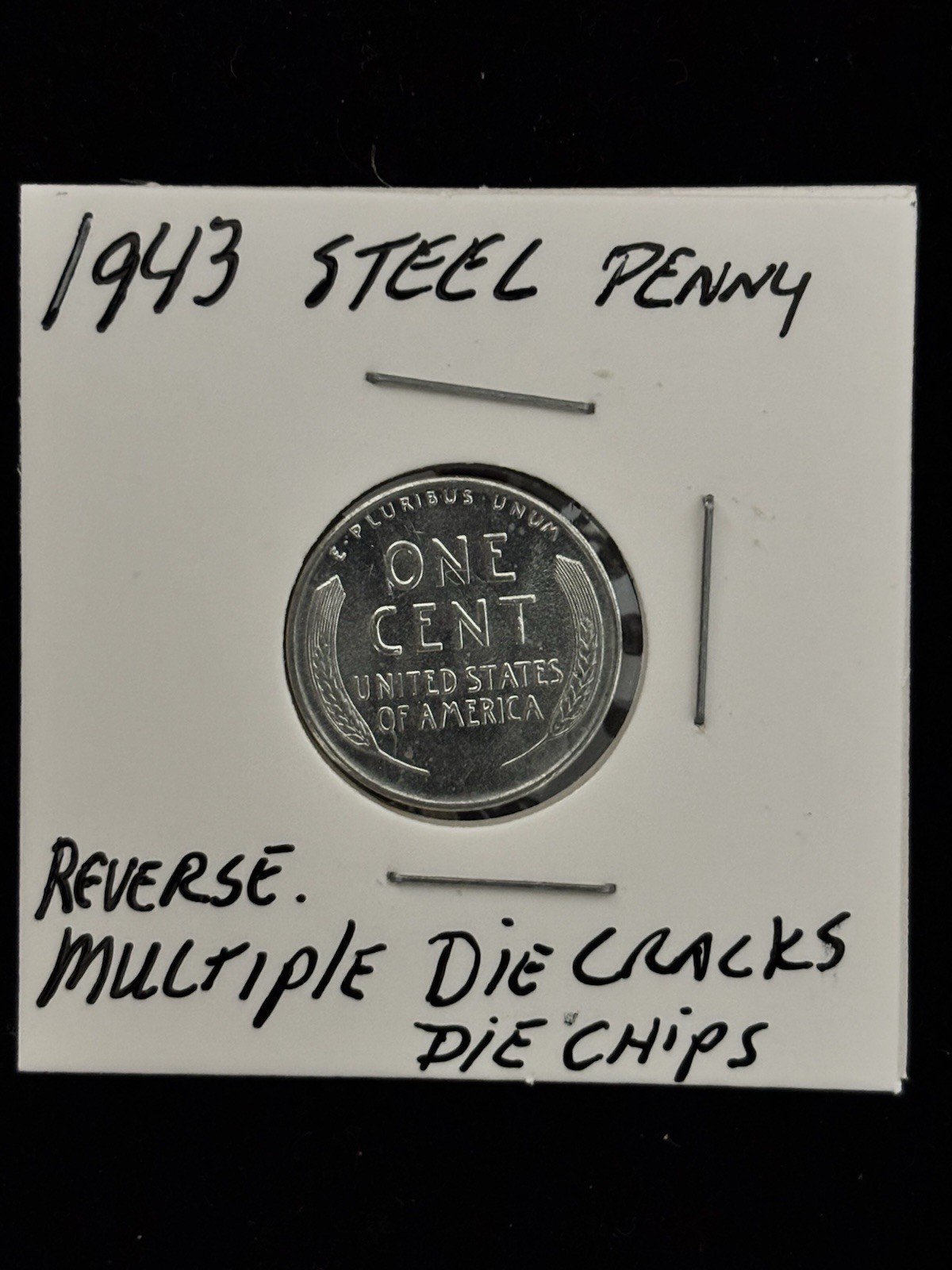 1943 Steel Wheat Penny☄️Multiple Die Cracks And Chips☄️Exceptional Condition