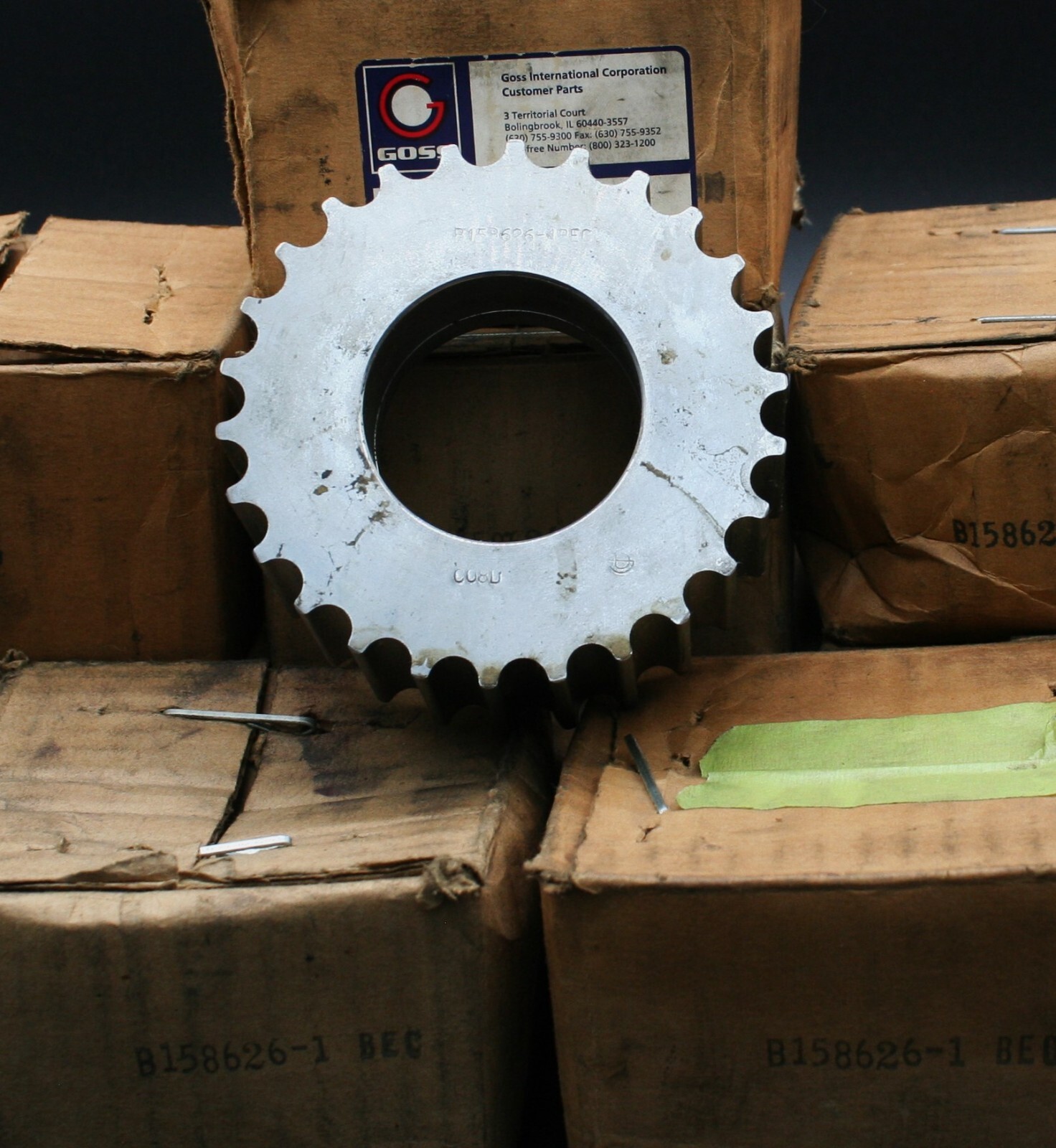 Nine (9) Goss B158626-00001 Sprockets 26-Tooth 49MM Width 55 MM ID NEW