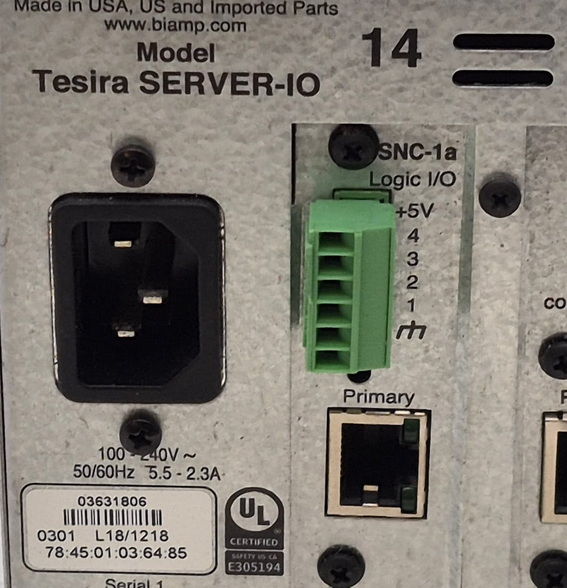 Biamp Tesira SERVER-IO w/ 14 Cards (Read Description) - Dented Card