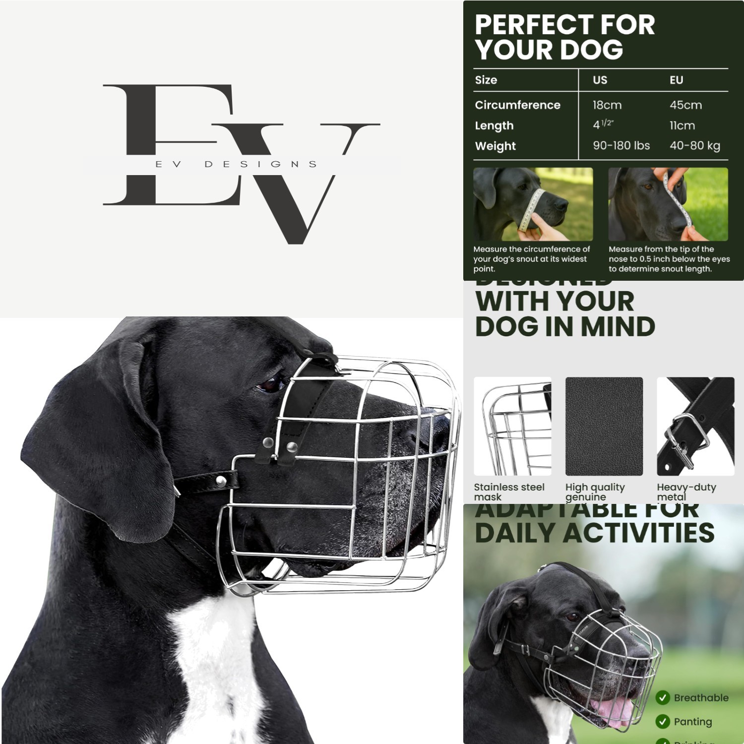 Training-Friendly Large Dog Muzzle with Cushioned Padding - Safe and Effective