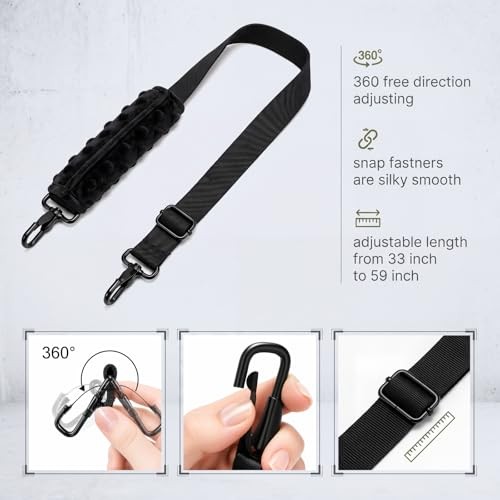 59 inch Black Shoulder Strap, Universal Adjustable Replacement Bag Strap with