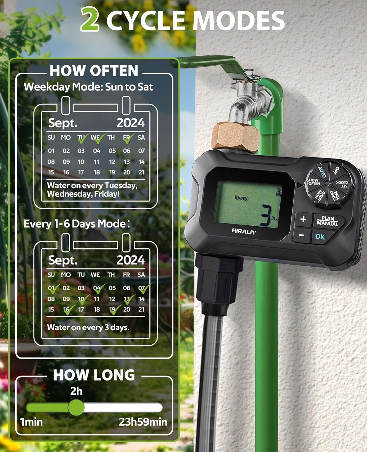 Water Timer for Garden Hose Programmable Outdoor Irrigation System Black