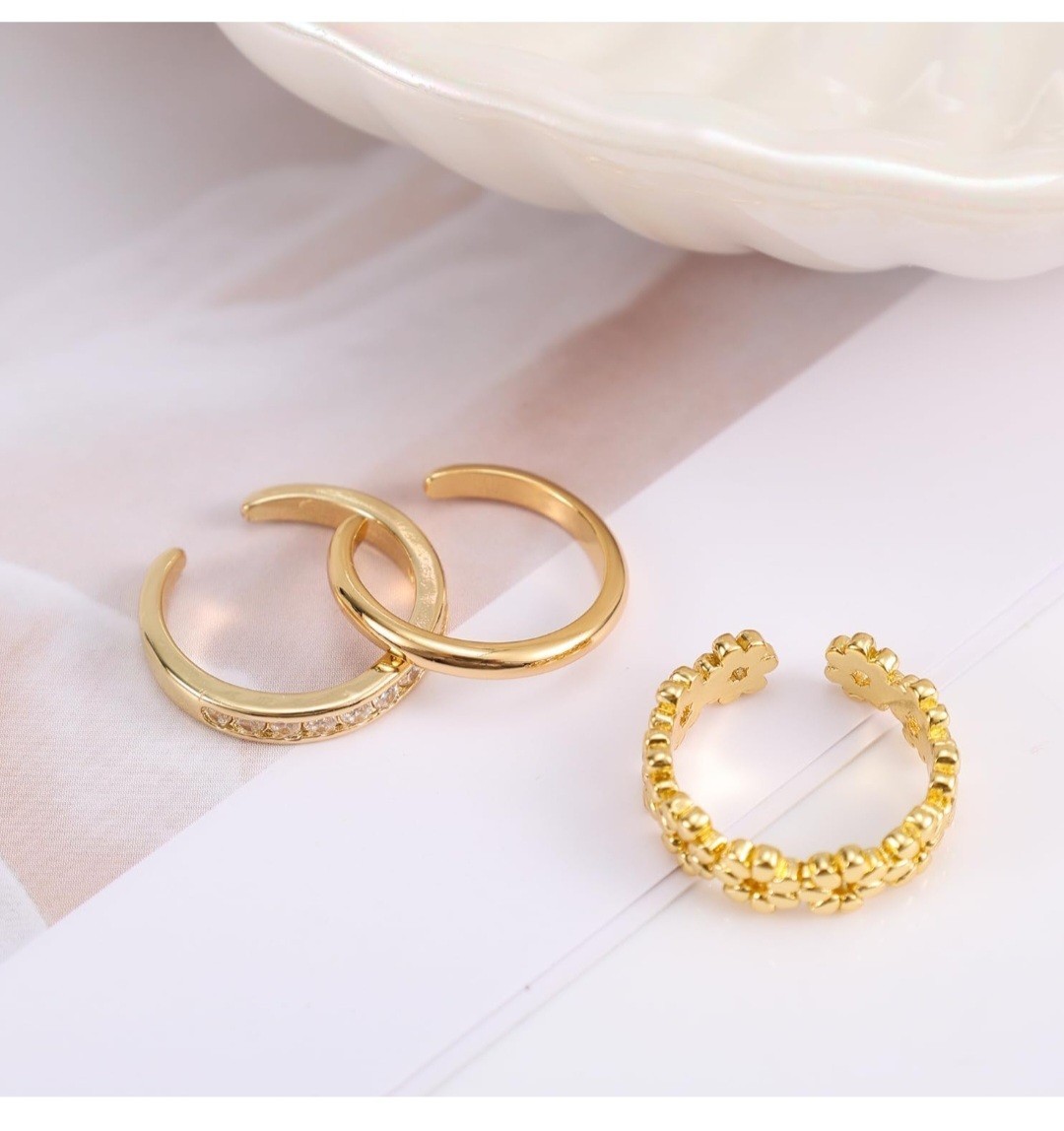 NEW 34 Packages /3pcs Gold Toe Rings, Open Adjustable Copper Toe Ring Set