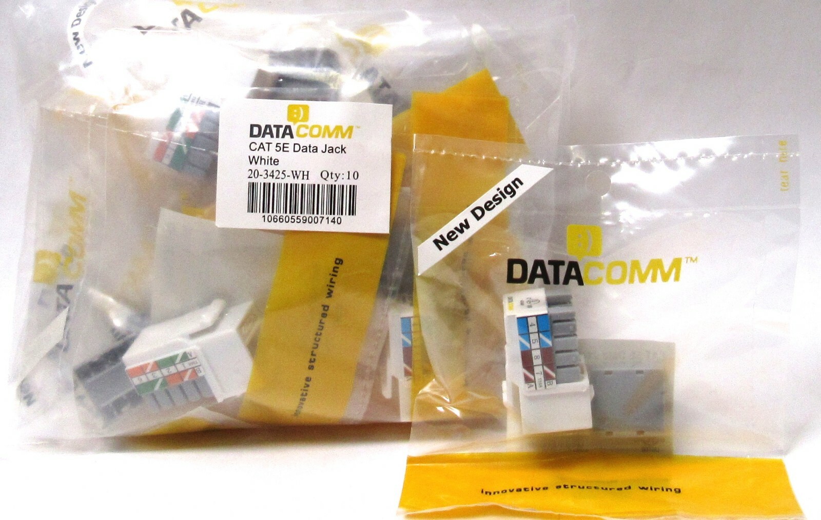 (Lot of 10) DATA COMM CAT5E Data Jacks White #20-34250-WH >NEW<