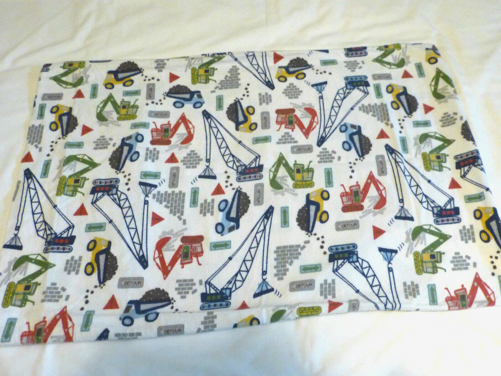 Pottery Barn Kids Trucks Construction Flannel Flap Pillowcase Standard