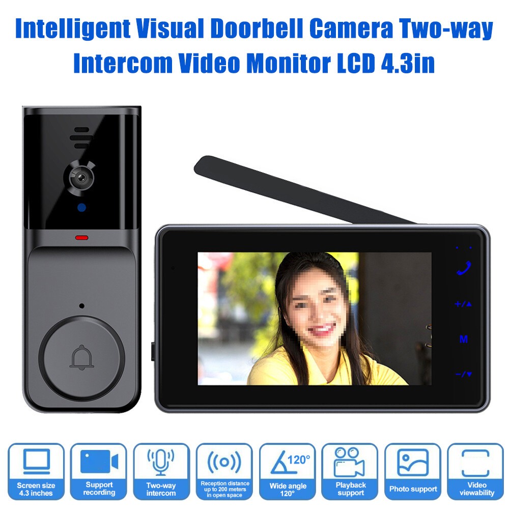 NEW 4.3 Inch Wireless Video Doorbell With Duplex Intercom And Touch Screen