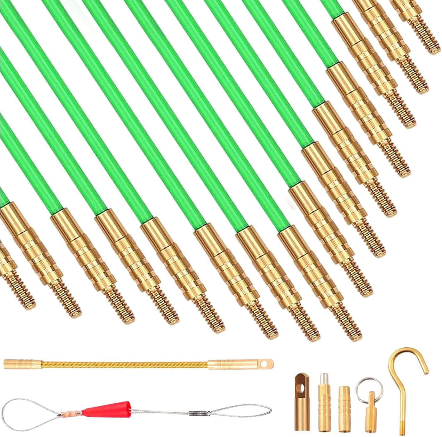 50 FT Wire Fishing Kit Fiberglass Connectable Fish Tape Wire Puller Cable Pullin