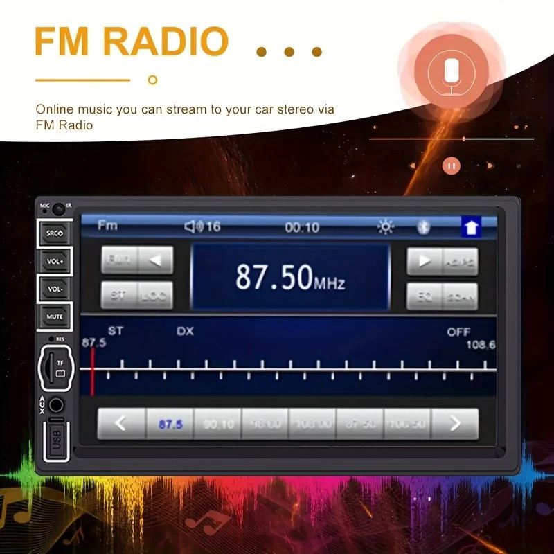 Double 2 Din 7'' Car Stereo Radio HD Touch Screen Carplay BT FM RDS Rear Camera；
