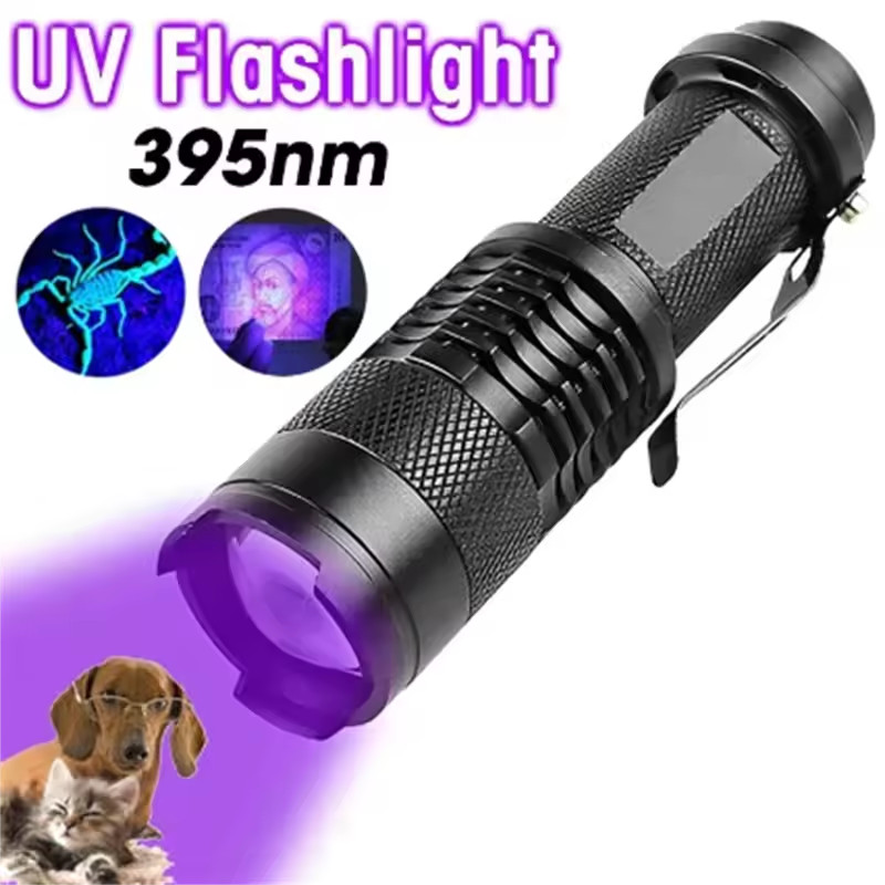 UV Ultraviolet Flashlight Black Light 395nm 365nm Detector Urine Pet Stains