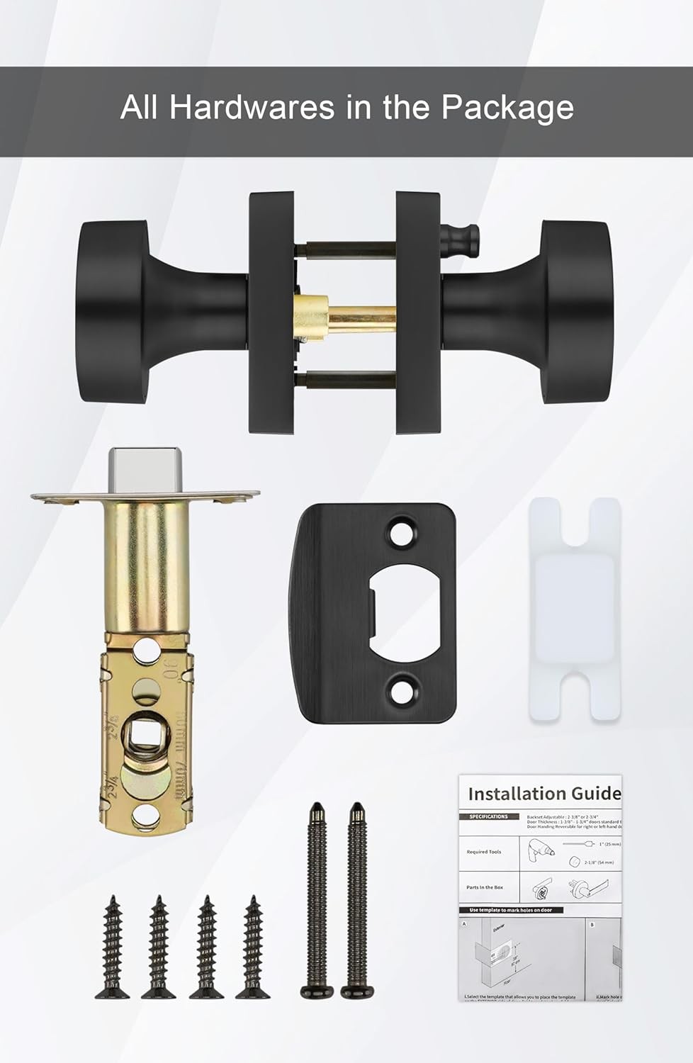 Privacy Black Door Knobs Interior, Zinc-Alloy Heavy Duty Matte Black Door Knobs