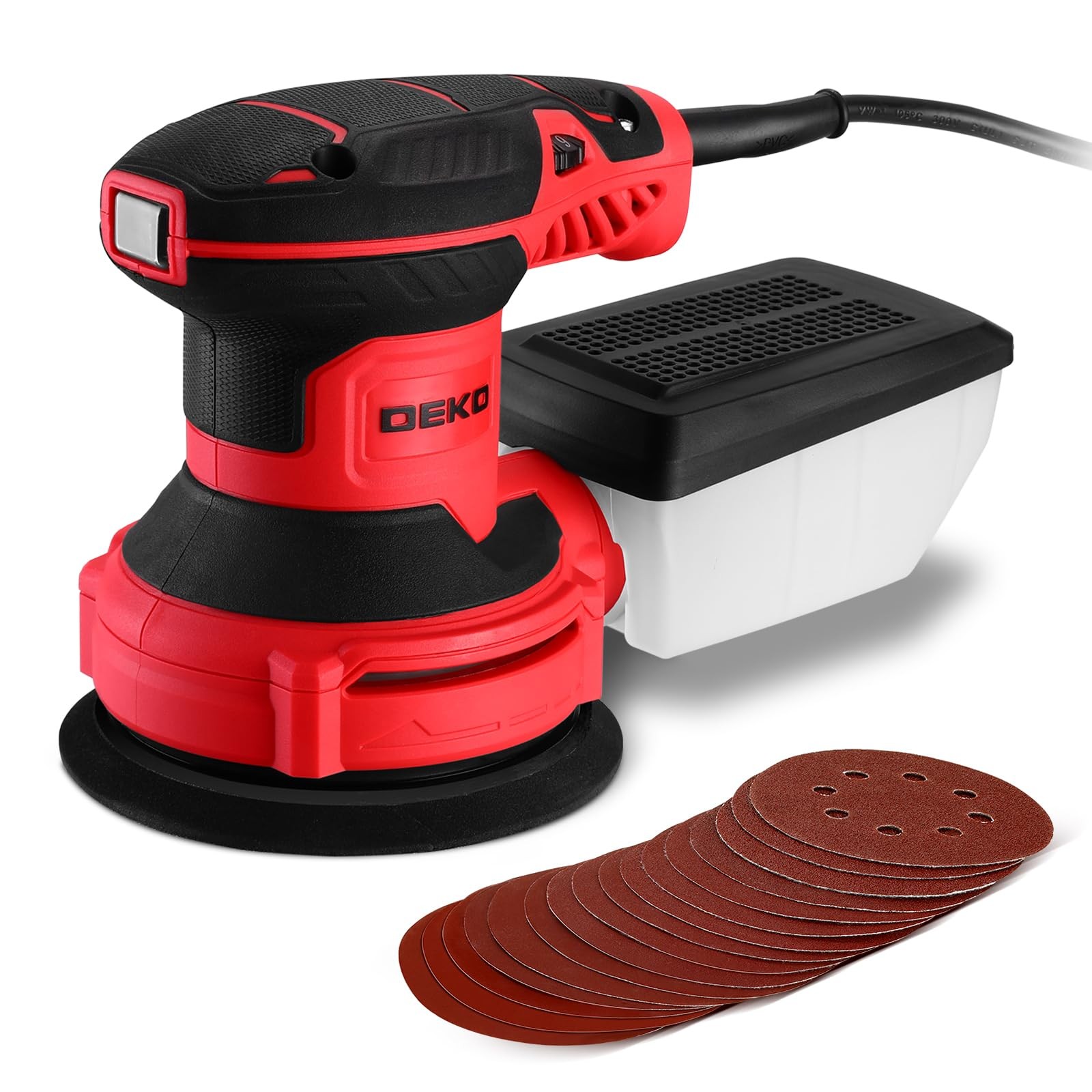 Electric Sander with 16 Sandpapers, 14000RPM, 5-Inch, High Performance Dust C...