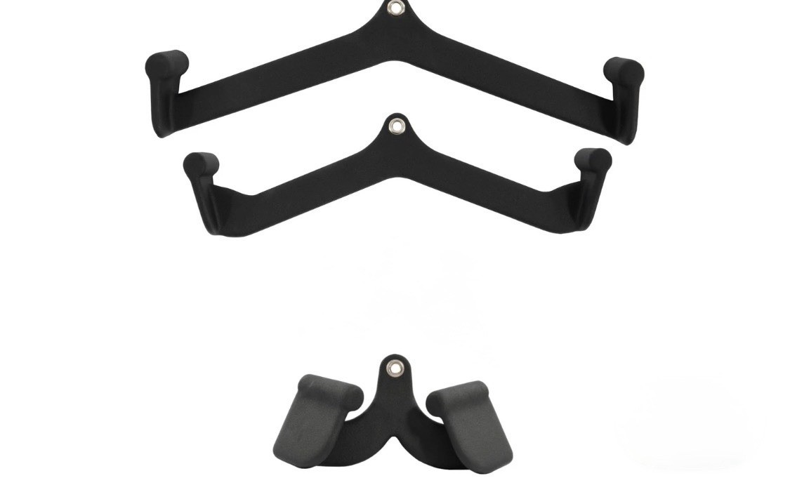 LAT Pulldown Attachments, 3 Pieces Cable Machine Rowing Bar Set, Back Bicep C...