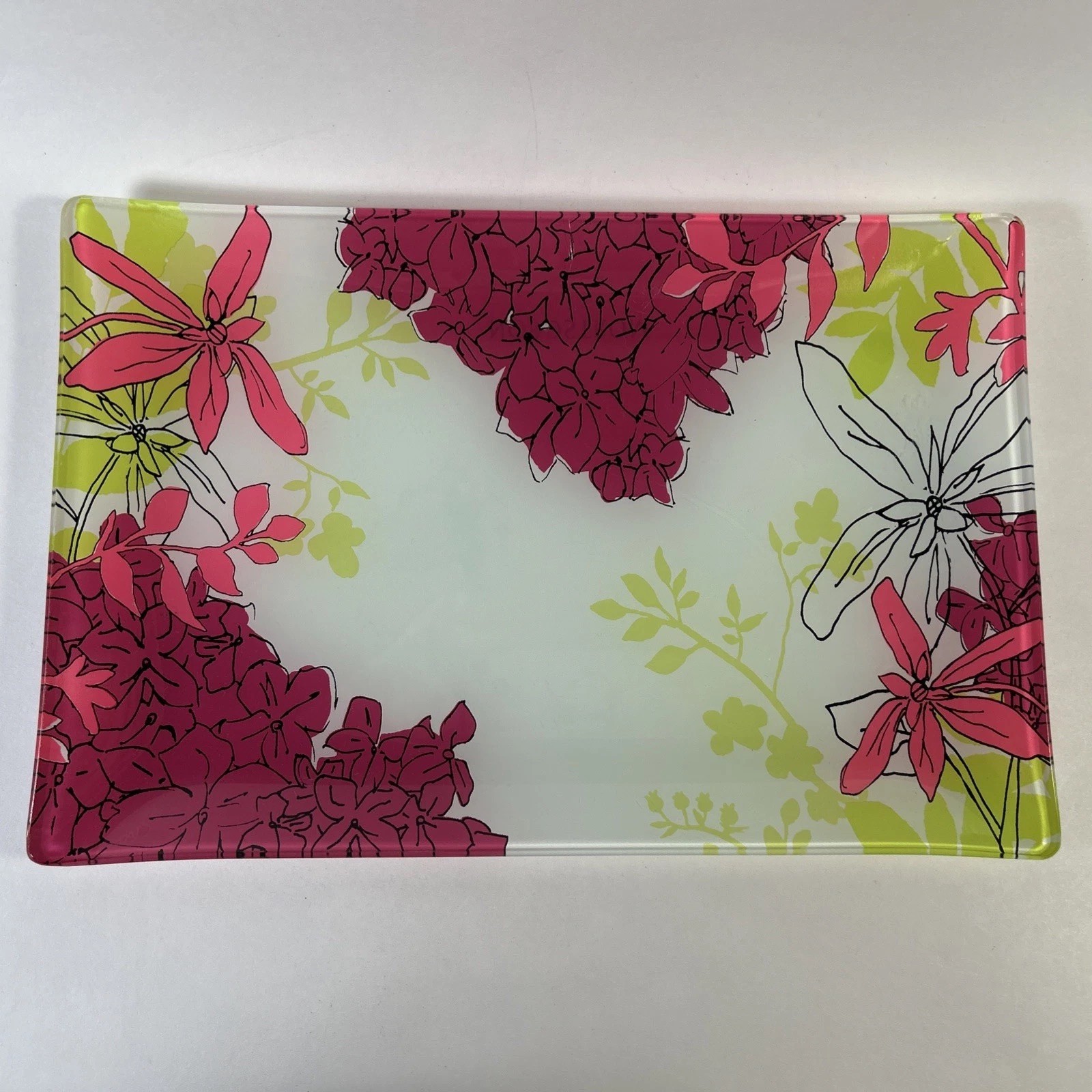Nordstrom Fragrance Perfume Display 8x11 Glass Tray Floral Flowers Vanity