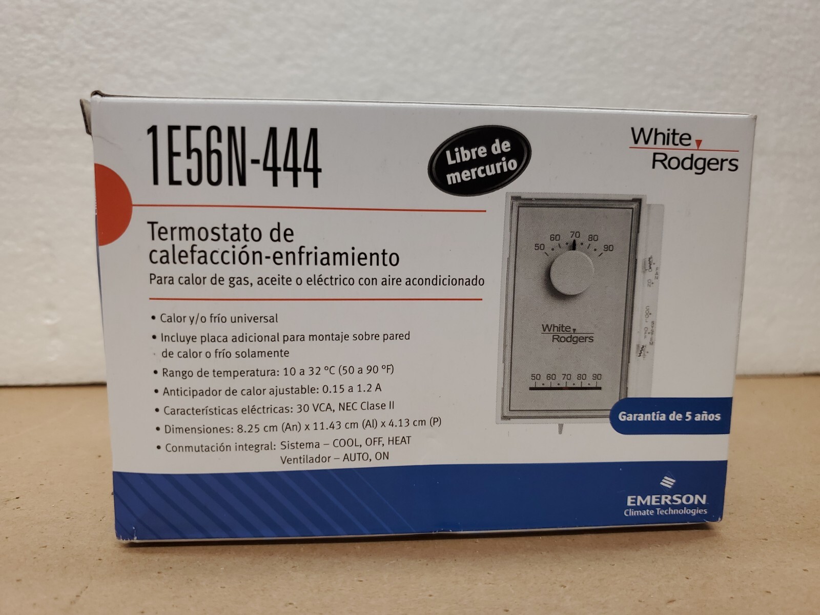 Emerson 1E56N-444 Heating Cooling Mechanica Thermostat  Gas Oil Or Electric 24v