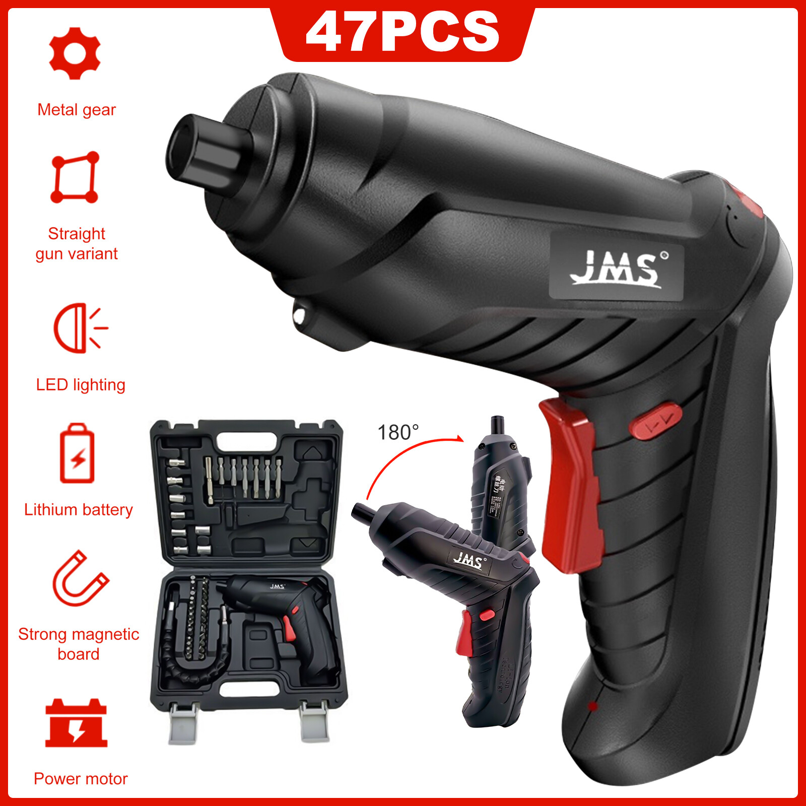 47PCS Electric Screwdriver Rechargeable Mini Drill 3.6V Cordless Power Tools Set