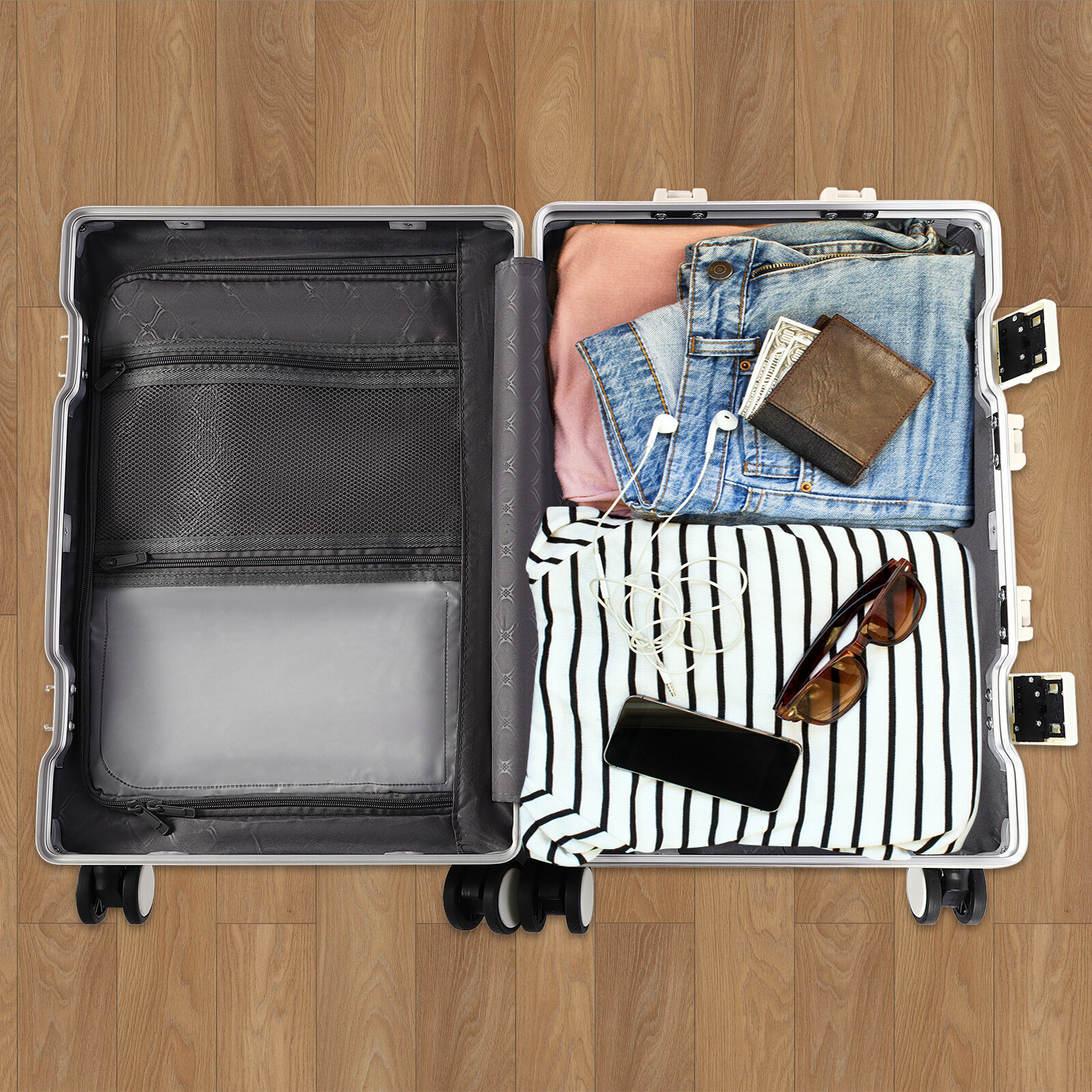 20" Boarding Suitcase Suitcase w/Front Pocket, 14"-15" Laptop Case Trolley