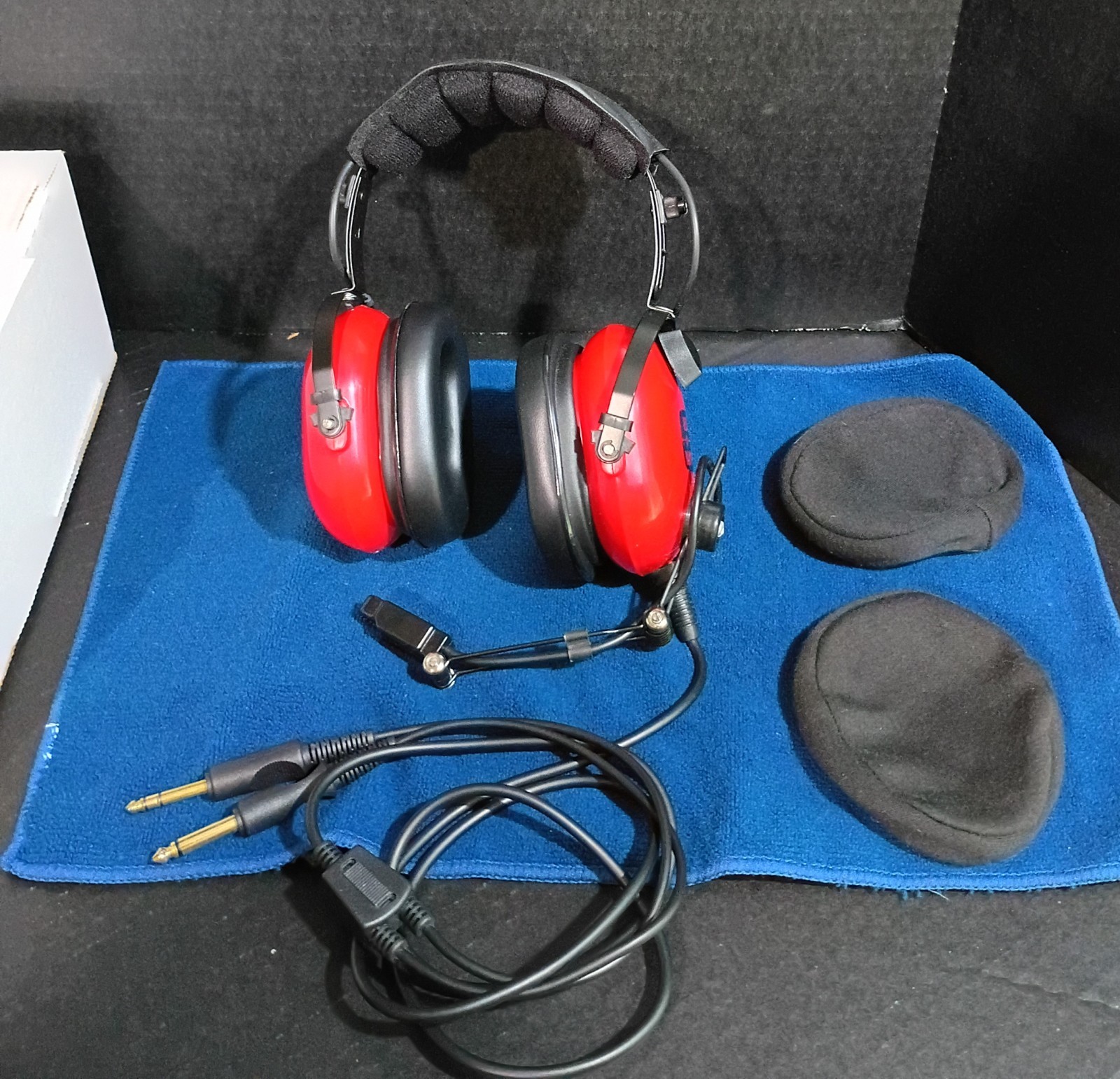 Softcomm Red Baron C-40-10 Aviation Headset Dual GA Plugs Pilot Gear *TESTED*