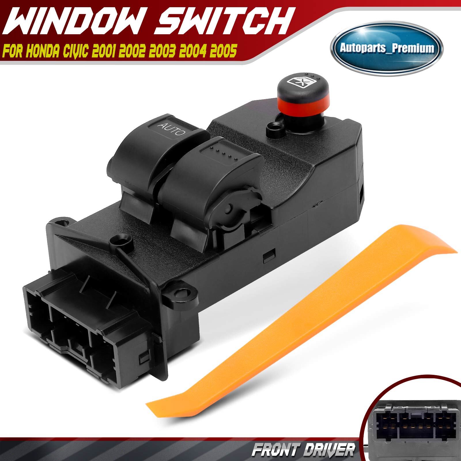 Front Driver Left Side Window Switch for Honda Civic 2001 2002 2003 2004 2005