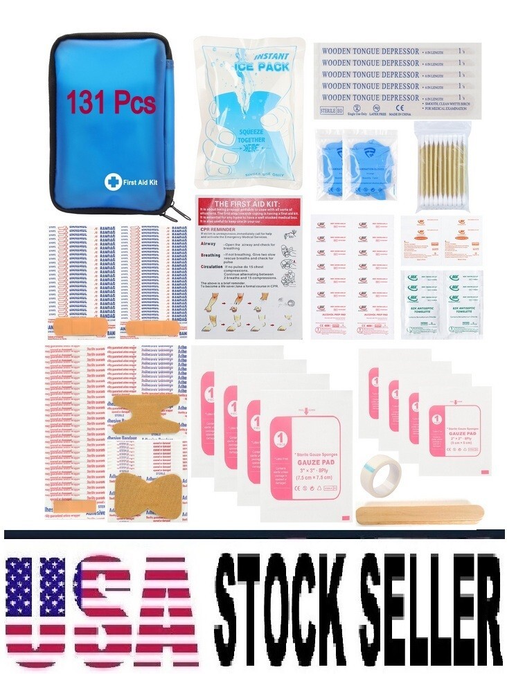 131 Pcs First Aid Kit Medical Emergency Trauma Military Survival Travel Car Home