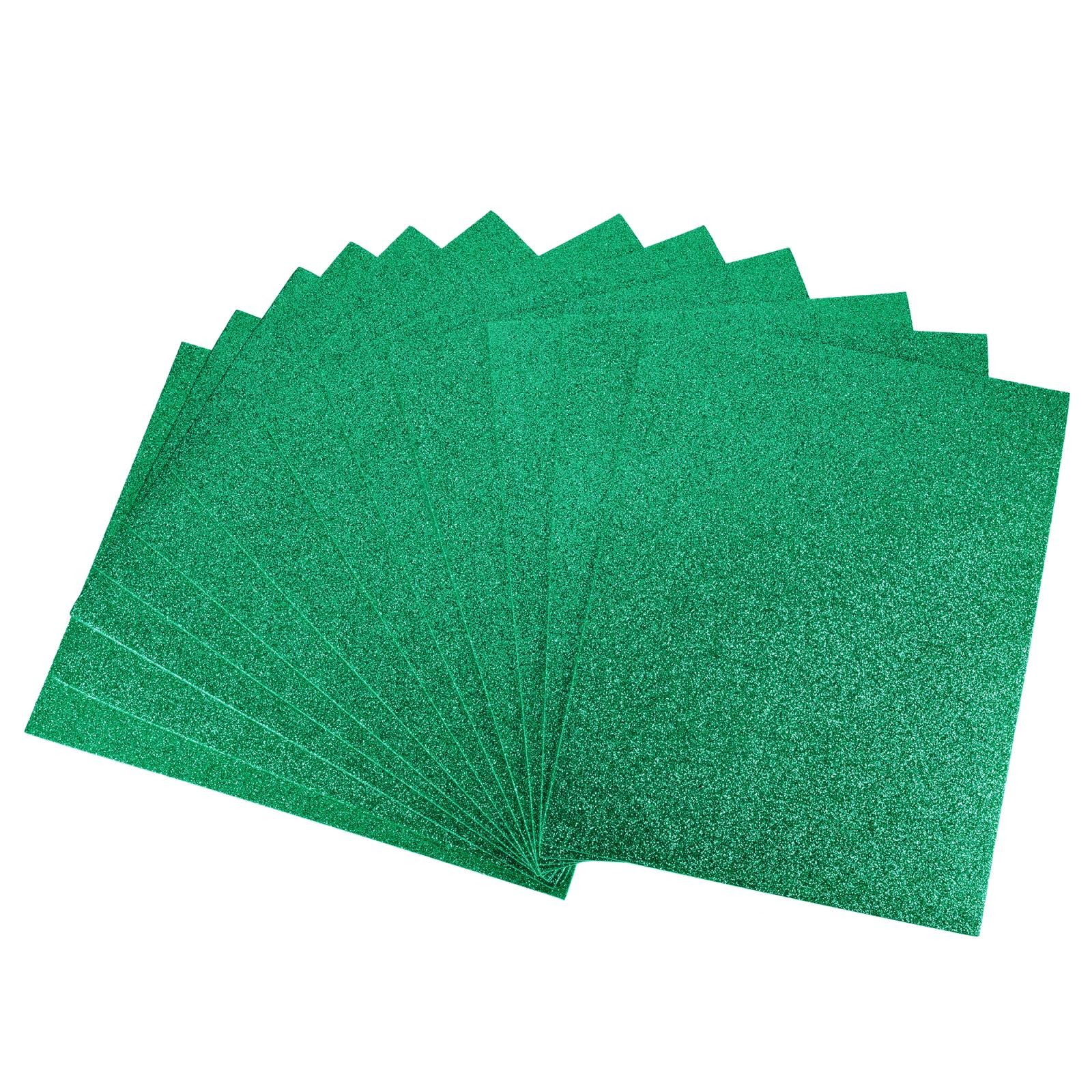 Dark Green Glitter EVA Foam Sheets 11 x 8 Inch 2mm Thick for Crafts DIY 12 Pcs