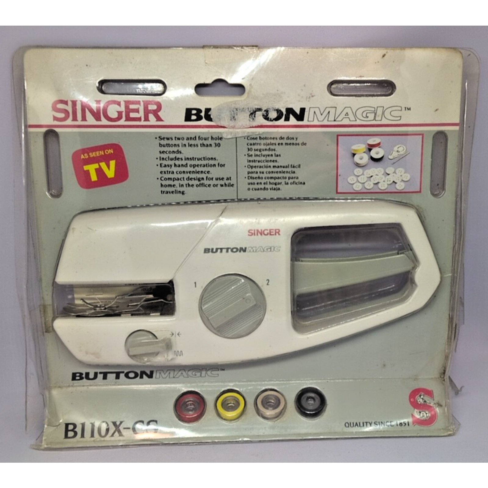 Vintage NEW in Box SINGER B110X-CS Button Magic 2 and 4 Hand Button Hole Maker