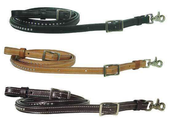 Tahoe USA Leather Western Barrel Reins with Spots for Horse Riding