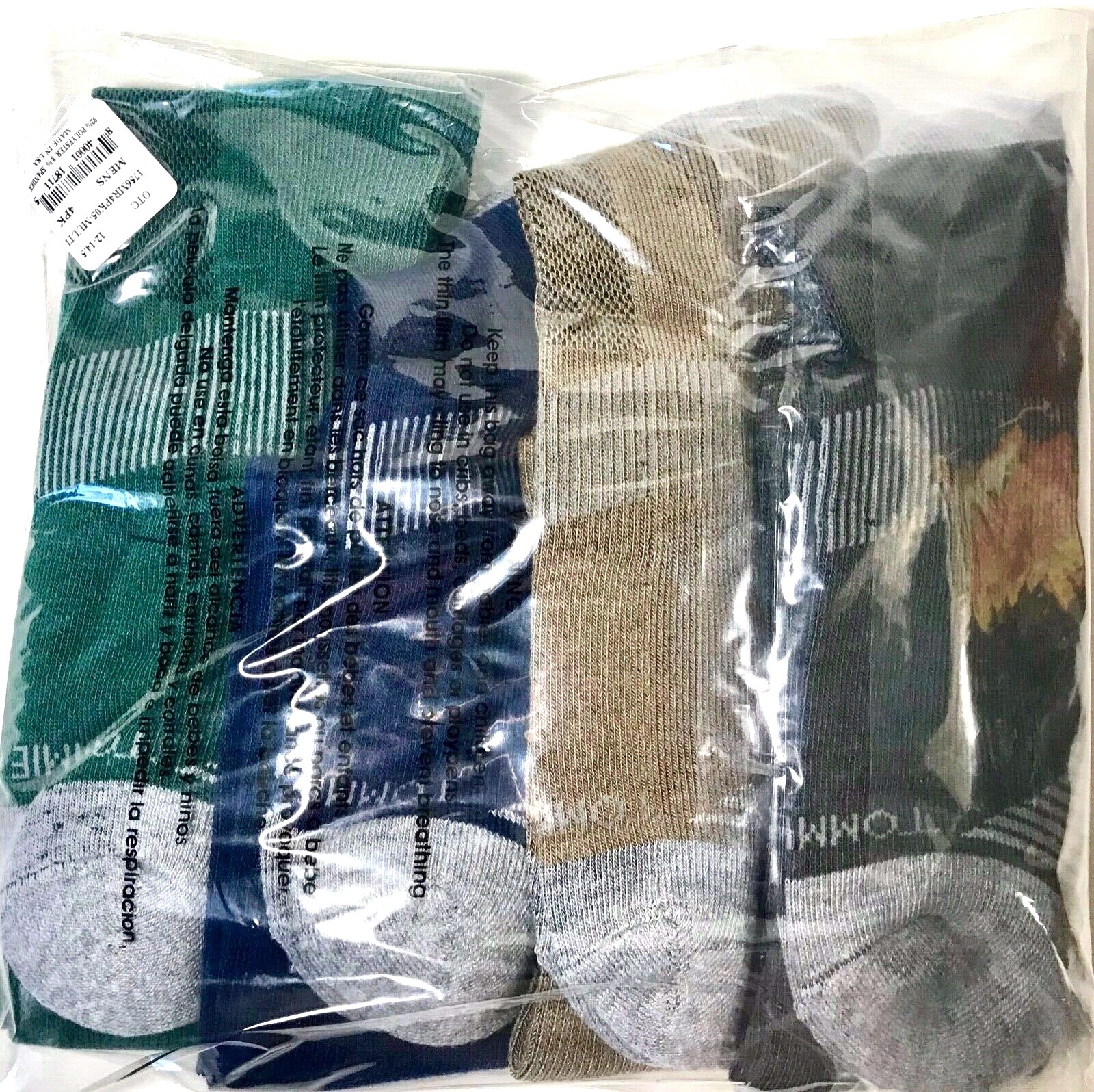 TOMMIE COPPER 4-PR OTC COPPER INFUSED COMPRESSION SOCKS SZ XL (FIT 12-14.5 SHOE)
