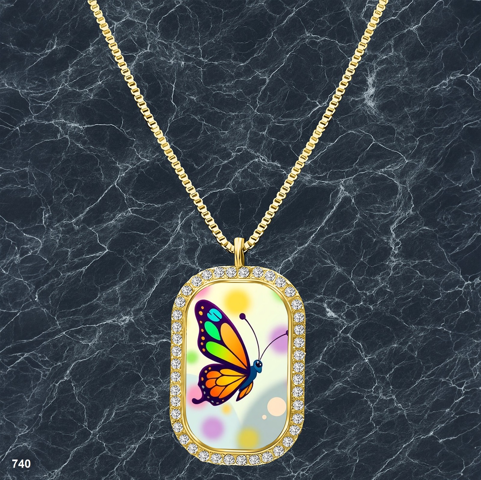 Stunning Colorful Butterfly Pendant Necklace Photo Design Lovely Gold Tone