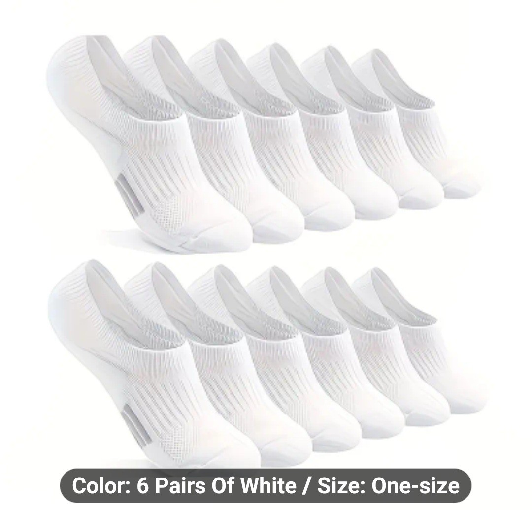 6 Pairs Of Women's Athletic No-Show Socks, All-Season Wear, Simple and Versatile