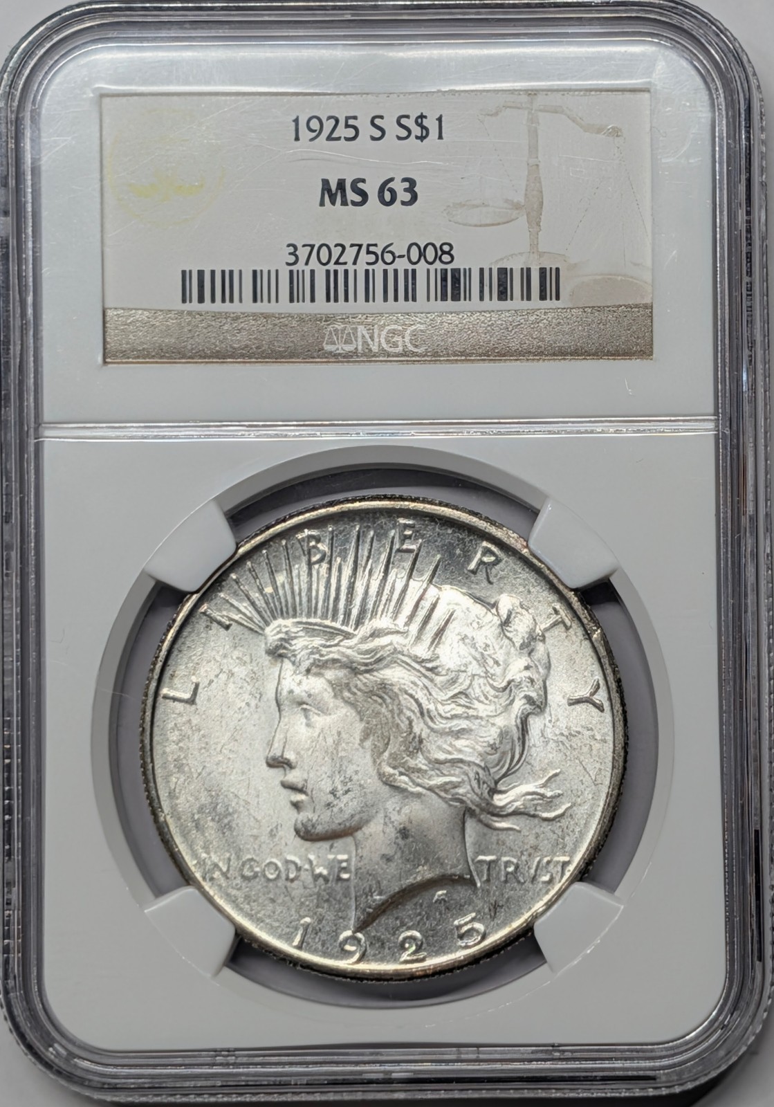 1925 S MS63 NGC Peace Dollar