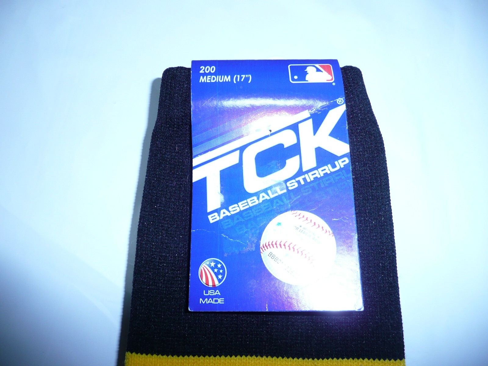 TCK Baseball Stirrup Socks Black /Yellow /White - Size 200 Medium 17"